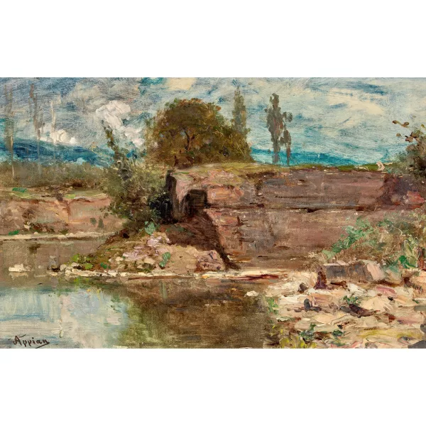 Adolphe Appian — Felsige Uferlandschaft.