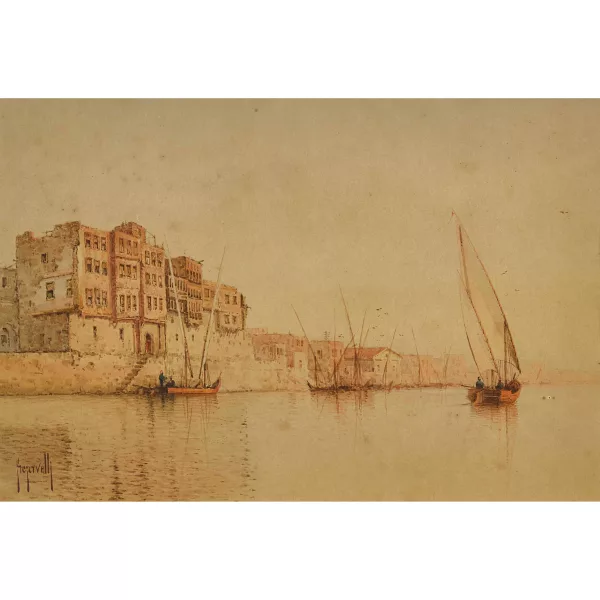 Spyridon Scarvelli — Orientalische Stadtpartie am Nil.