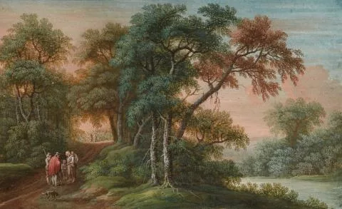 Johann Christoph Dietzsch — Bewaldete Landschaft mit Wanderern