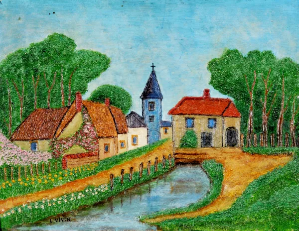 Louis Vivin — Dorfansicht mit Fluss