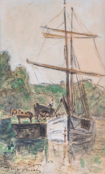 Johan Barthold Jongkind — Bateau en cours de ravitaillement