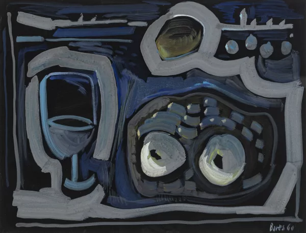 Francisco Bores — Nature morte au verre et aux fruits