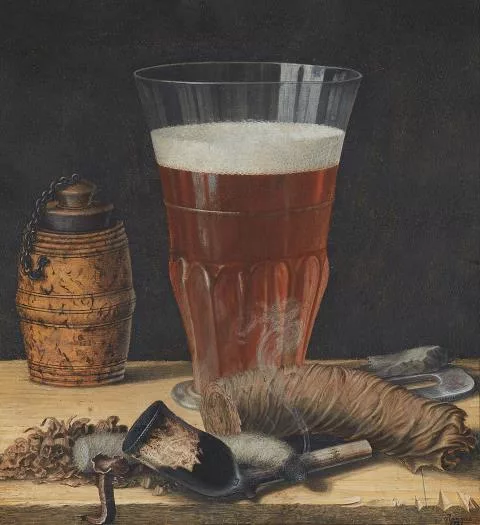 Magnus Rommel — Zwei Stillleben mit Wein- und Bierglas, Austern und Räucherwerk