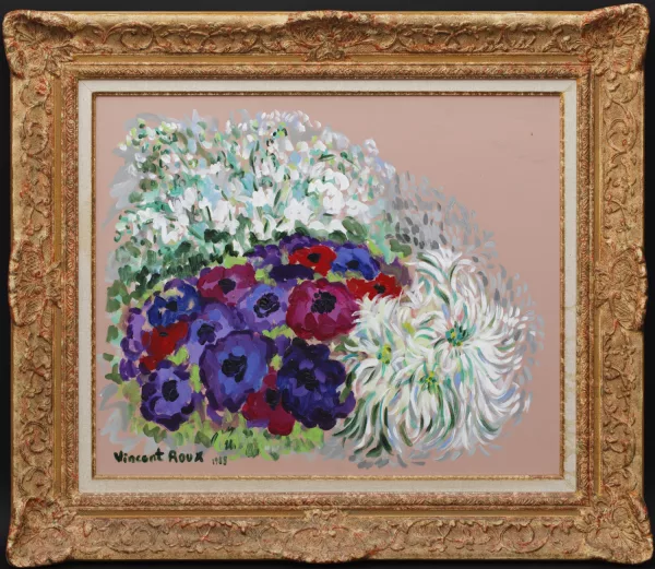 Vincent Roux — Parterre de fleurs sur fond rose