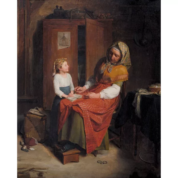 Jean-Augustin Franquelin — Interieur mit Grossmutter und Enkelin.