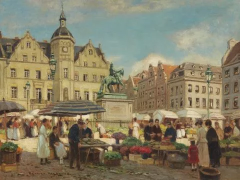 Heinrich Hermanns — Markt vor dem Rathaus in Düsseldorf