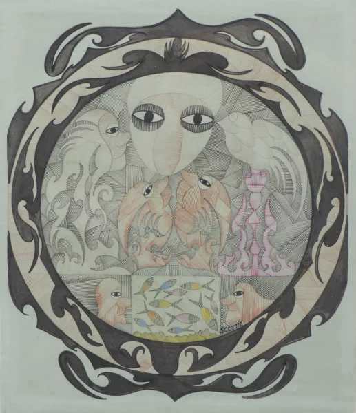 Scottie Wilson — Scottie WILSON (1888-1972) 'Sans titre', dessin au feutre