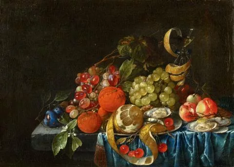 Cornelis de Heem — Früchtestillleben mit Austern und Weinglas