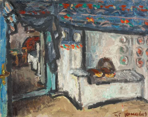 Milan Konjović — Dorfküche, 1945