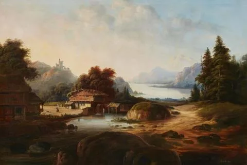 J. B. Duntze — Landschaft mit Wassermühle
