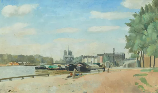 Edmond Ceria — Seinufer mit der Kathedrale Notre-Dame im Hintergrund
