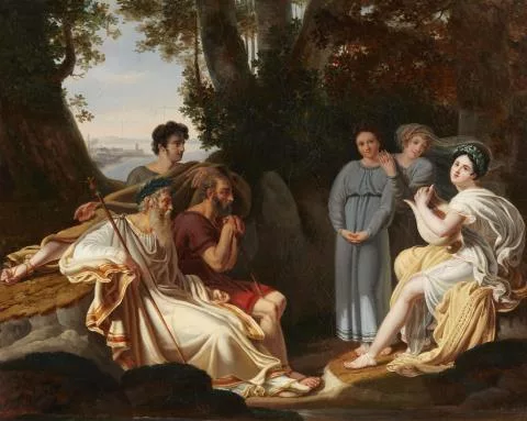 Charles Nicolas Lafond — Sappho singt vor Homer