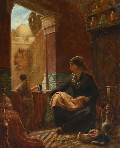 August von Siegen — Lot comprenant : Attribué à August von Siegen — Deux femmes dans un intérieur,