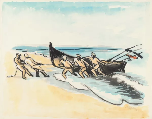 Max Pechstein — Anlanden des Bootes, 1949