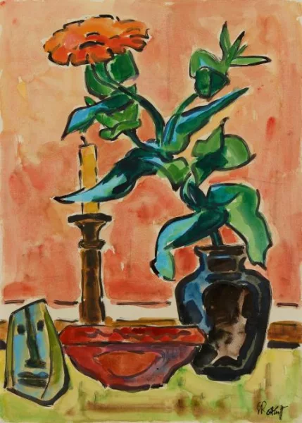 Karl Schmidt-Rottluff — Zinnie in Vase