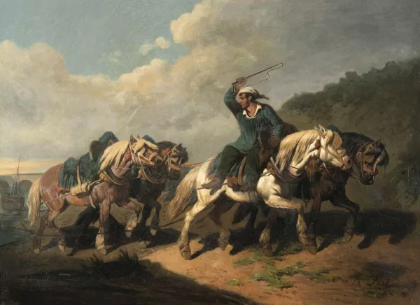Théodore Fort — Chevaux sur le chemin de halage