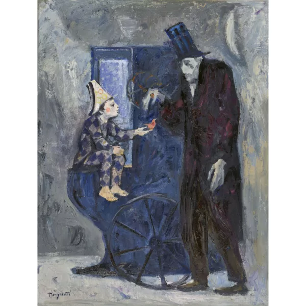 Trento Longaretti — "Vecchio e organetto in grigio è piccolo Arlecchino".