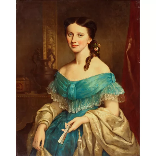 Franz Xaver Winterhalter — Portrait d’une jeune dame avec un éventail.