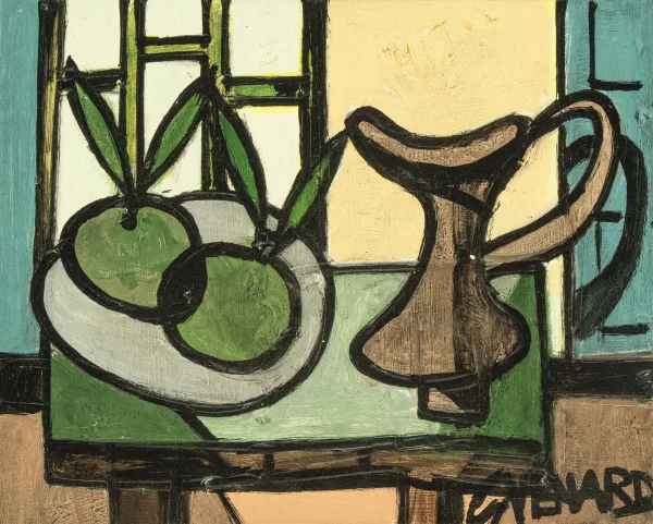 Claude Venard — Stilleben mit Krug und Äpfeln