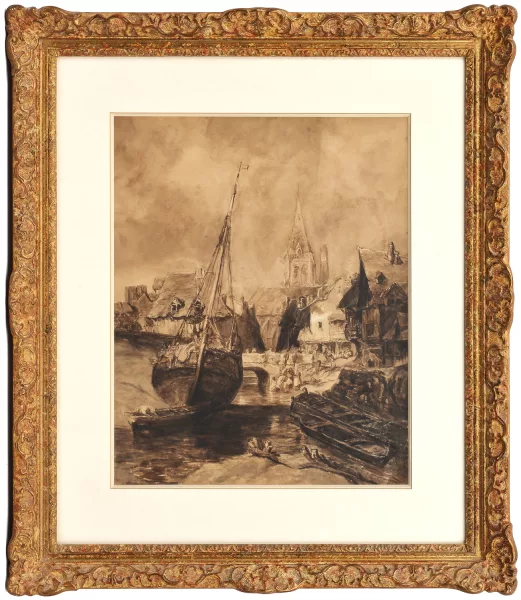 Eugène Isabey — Voilier dans le port de Saint-Tropez,