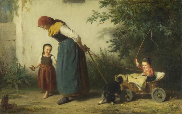 August Heinrich Niedmann — Grossmutter mit Enkeln auf dem Nachhauseweg