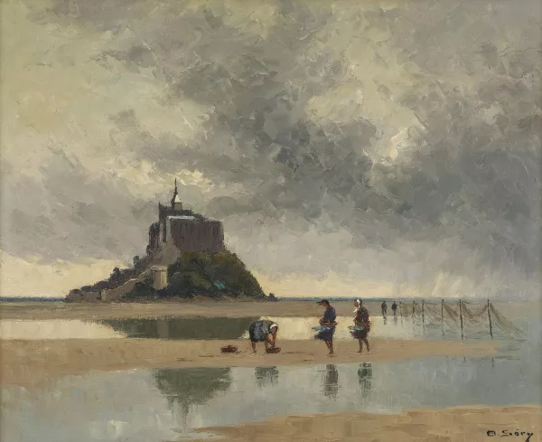 Olivier Sery — Ramasseuses de coquilles devant le Mont Saint Michel