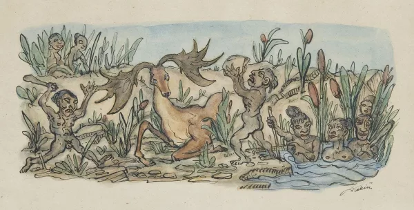 Alfred Kubin — Pygmées et un cerf