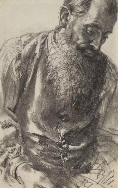 Adolph von Menzel — Brustbild eines Mannes mit Bart