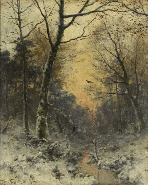 Heinrich Gogarten — Forêt et ruisseau enneigés