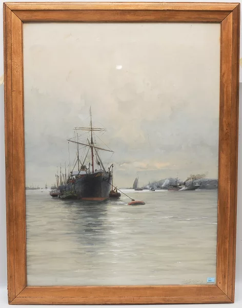 Piet Schipperus — Segeldampfer bei Rotterdam vor Anker