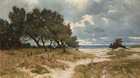Paul Müller-Kaempff — Bewaldete Dünenlandschaft am Ostseestrand in Pommern