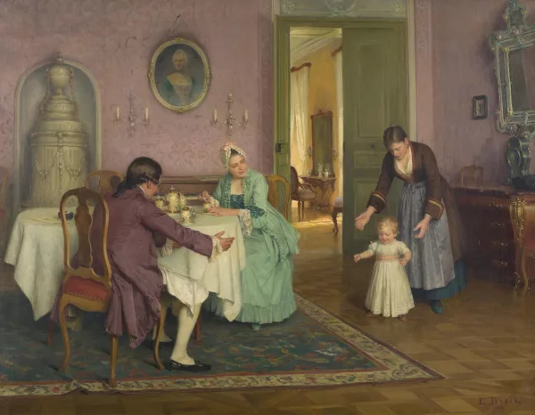 Emil Brack — Kleines Mädchen wird vom Kindermädchen zu seinen Eltern geführt