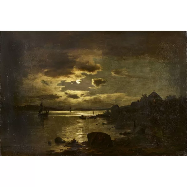 Adolf Chwala — Attribué à ADOLF CHWALA — Flusslandschaft bei Vollmond.