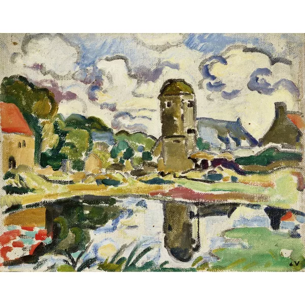 Louis Valtat — "Église devant un étang en Normandie".