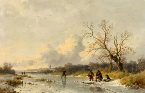 Remigius Adrianus Haanen — Winterlandschaft mit Schlittschuhläufern