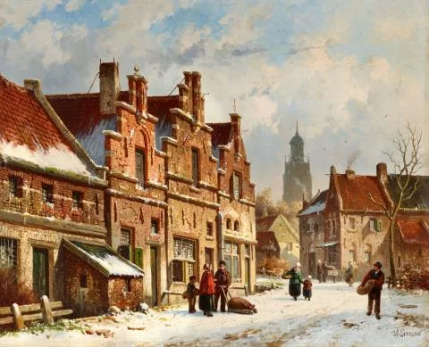 Adrianus Eversen — Ansicht einer holländischen Stadt im Winter