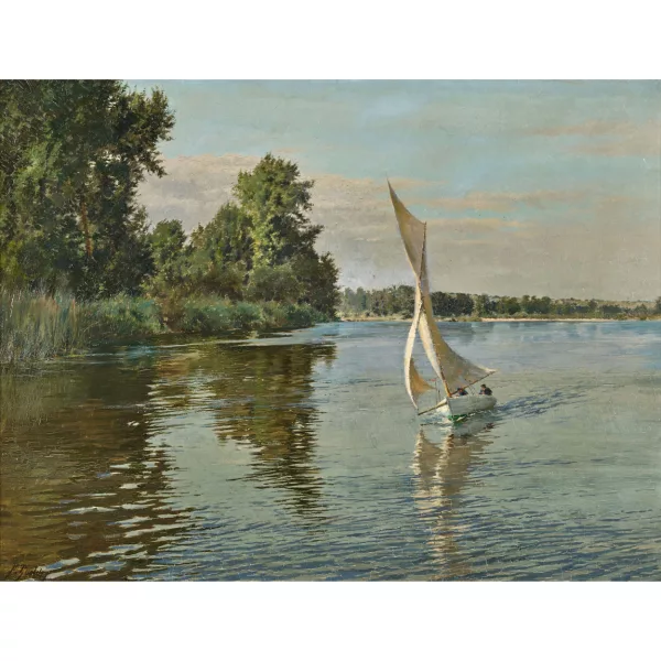 Ferdinand-Joseph Gueldry — Veliero su un fiume.