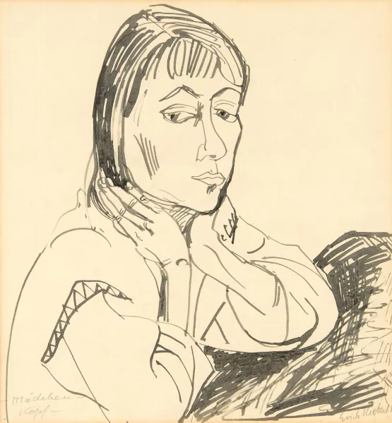 Erich Heckel — Mädchenkopf (Siddi Heckel), 1913