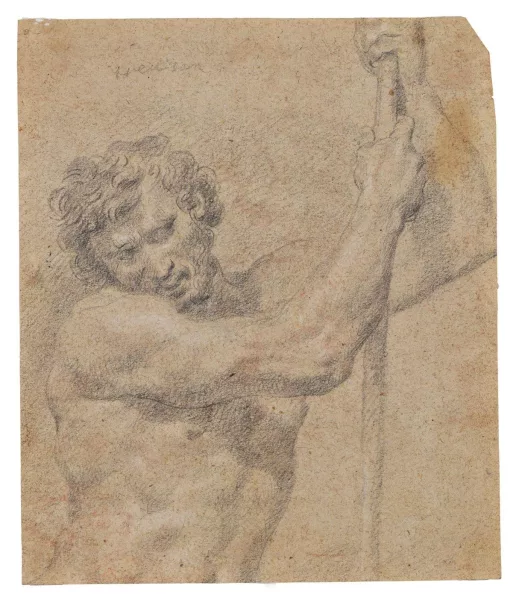 Annibale Carracci — Suiveur de Annibale Carracci — Étude d'homme à la lance