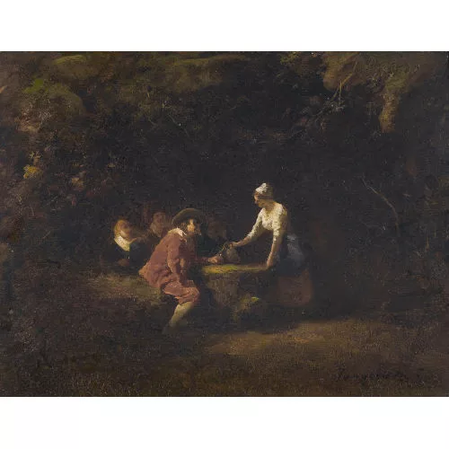 Camillo Innocenti — Gentilshommes au repos avec une servante