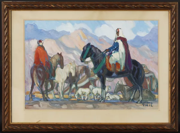 Jeanne Thil — Scène orientaliste, cavaliers,