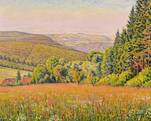 Gustave Cariot — Paysage de Rhénanie aux champs fleuris. 1929.