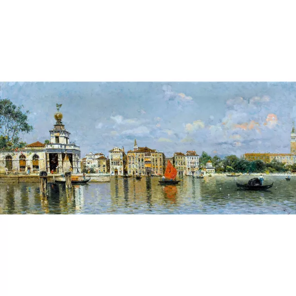 Antonio Maria De Reyna Manescau — Blick auf Venedig mit Gondoliere.