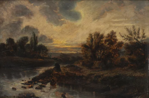Théodore Rousseau — Cours d'eau au lever du jour