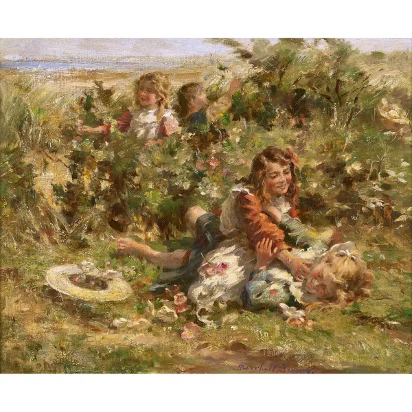 William Marshall Brown — Mädchen in der Blumenwiese.