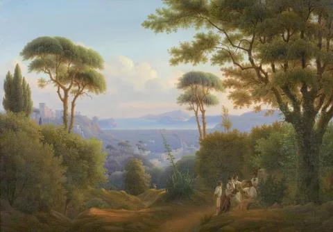 Wilhelm Brücke — Landschaft mit Landbevölkerung am Golf von Salerno