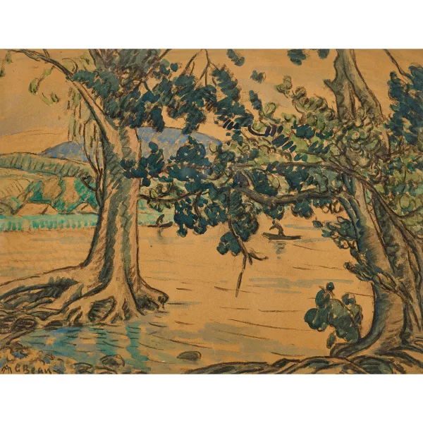 Alcide Le Beau — Riverside landscape with trees