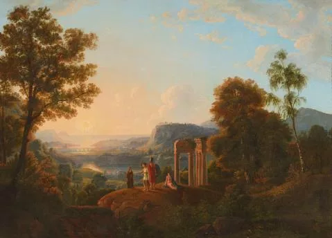 Joseph Höger — Antike Landschaft mit Tempelruinen