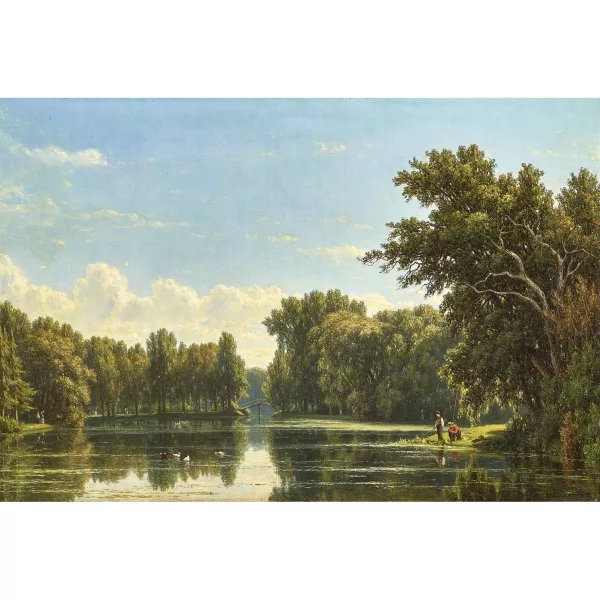 Jacob Jan van der Maaten — Sonnige Landschaft mit Anglern.