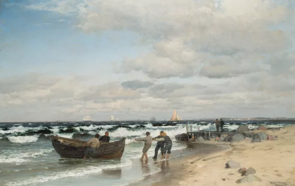 Anders Andersen-Lundby — Küstenlandschaft mit Fischern